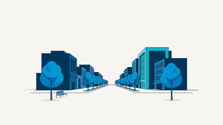 Ilustración de una avenida arbolada con edificios modernos, en referencia a Polanco